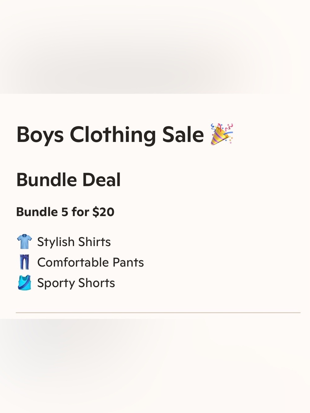 5 for $20 Boys Clothing Sale Bundle